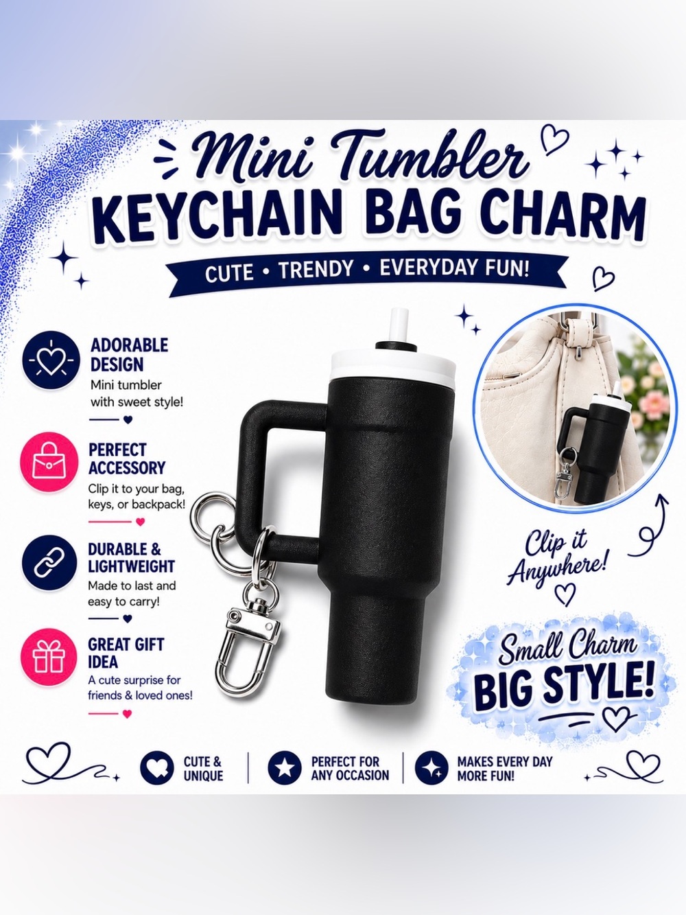 MINI TUMBLER KEYCHAIN BAG CHARM